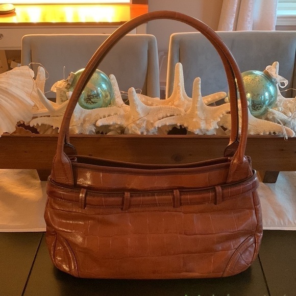 BRIGHTON Alligator Embossed Leather Handbag - Whiskey - Picture 3 of 17